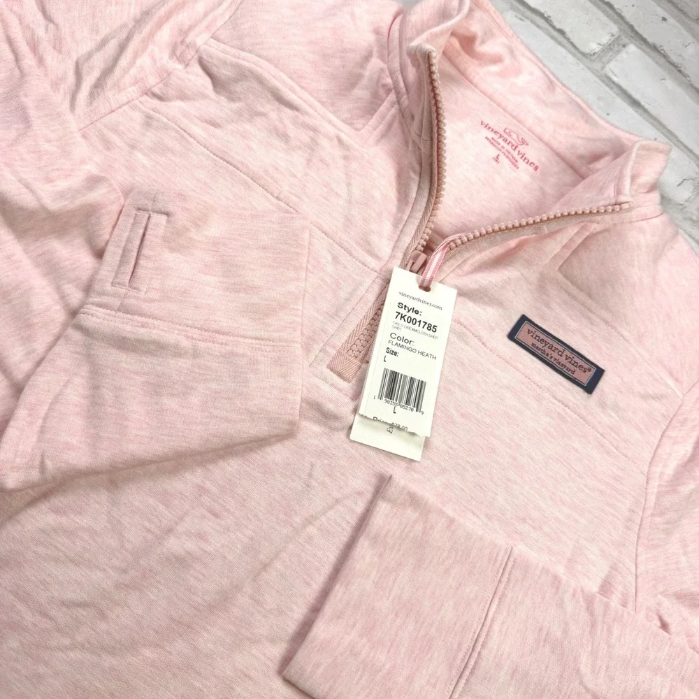 Vineyard Vines Shep Shirt Girls L Pink Dreamcloth Quarter Zip 7K001785 Kids NWT